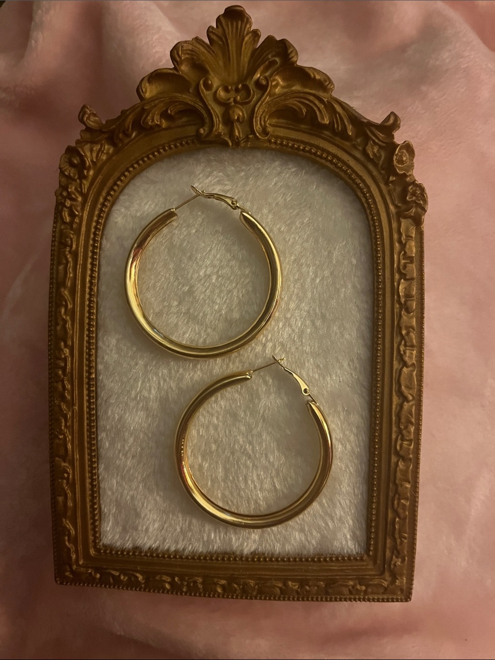 Gold Hoop Earrings - Classic Women's Hoop Earrings - Picture 4 of 5